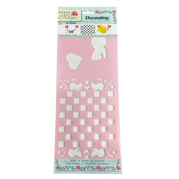 90s Vintage- Stencil Magic by Delta checkerboards Cats- No. 95 411 0012 NWT - Picture 1 of 7